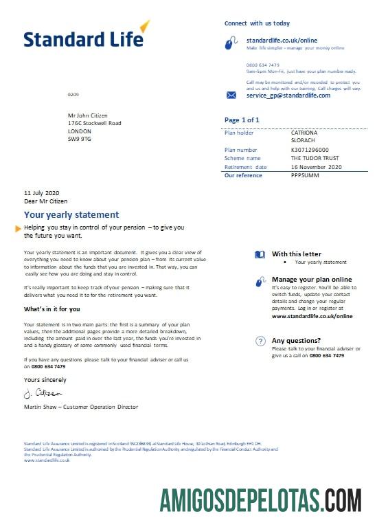 imprimível Modelo de fatura de serviços públicos de vida padrão do Reino Unido em formato Word e PDF